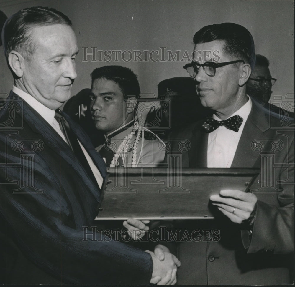 1956 Doctor Houston Cole receives award from Alton Wallace at Event - Historic Images