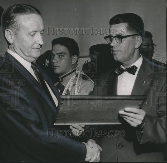 1956 Doctor Houston Cole receives award from Alton Wallace at Event - Historic Images