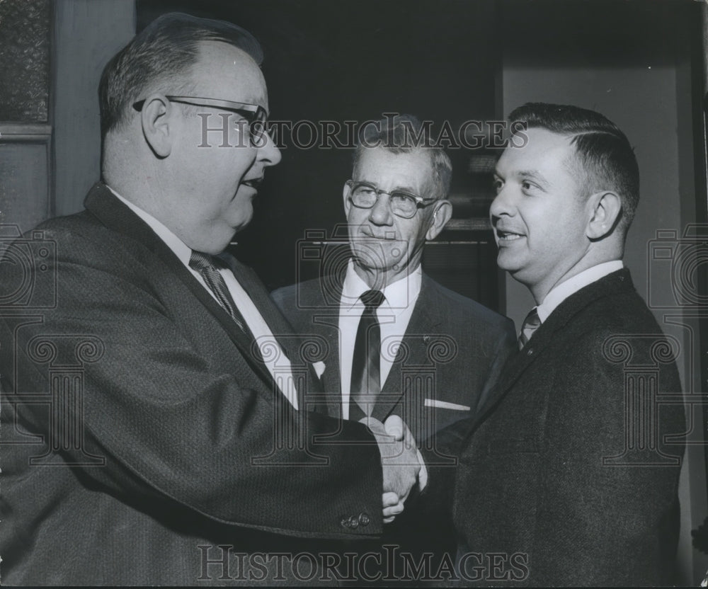 1968, Fairfield Civitan Club president George Bonkemeyer shakes hands - Historic Images