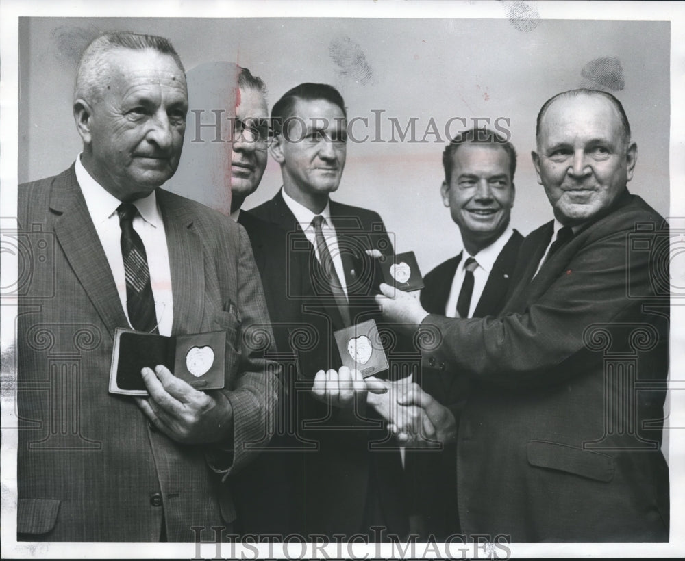 1966, D. A. Cheatwood, Retiring City Detective, Surrounded by Peers - Historic Images