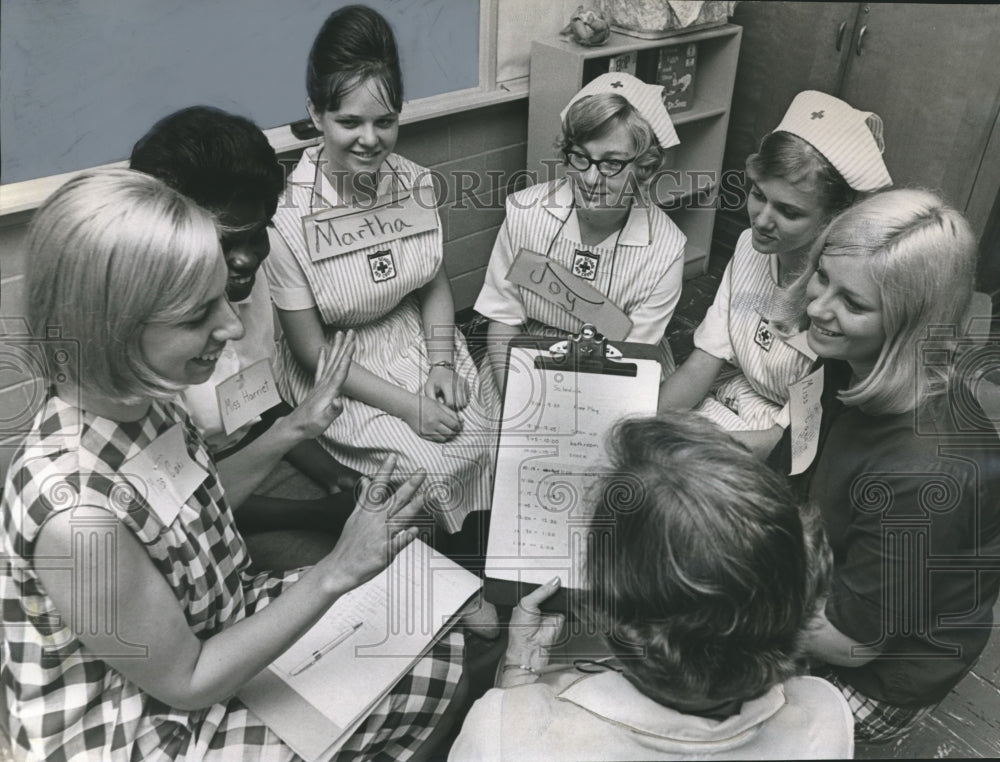 1965, Staff of Saint Thomas Center in Birmingham, Alabama at Meeting - Historic Images