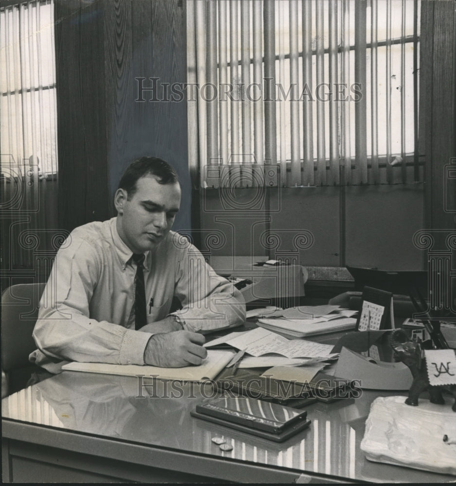 1967, Paul Bryant Jr., Manager of Birmingham Baseball Team at desk - Historic Images