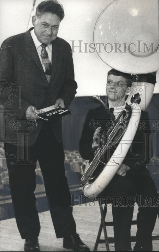 1969 Press Photo Colonel Carleton K. Butler, Retiring Director & new tuba player - Historic Images