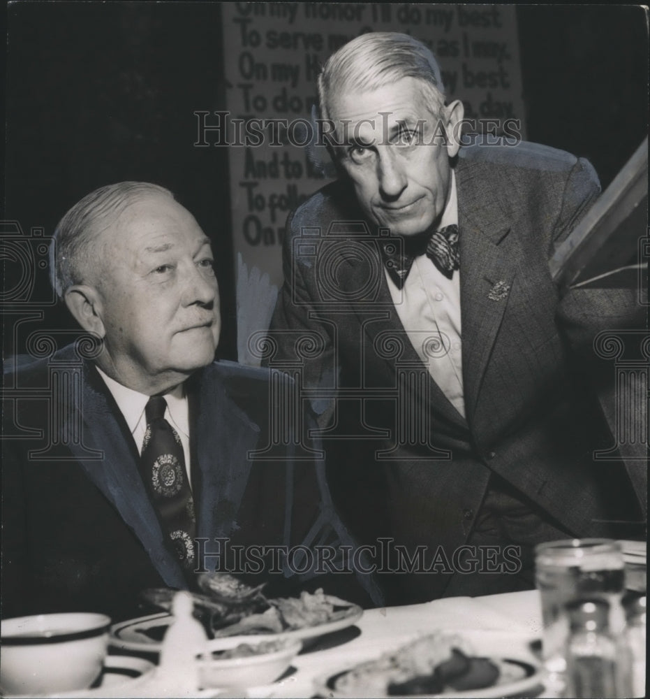 1955 Hugh Comer and Doctor O. C. Carmichael at Scout Council meeting - Historic Images