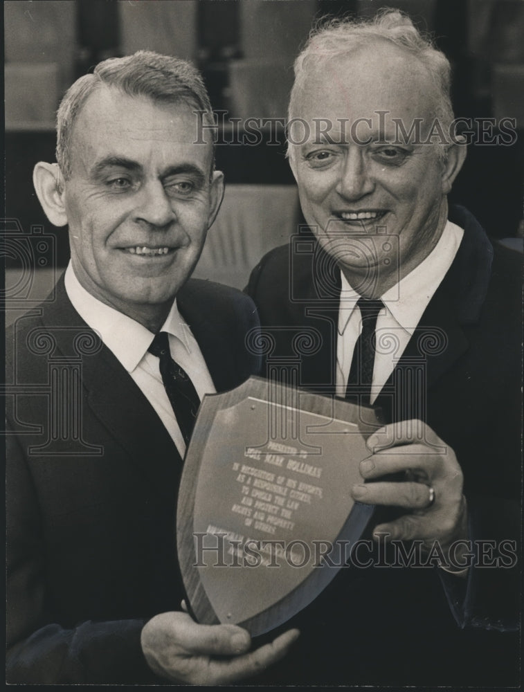 1966, Joel Holliman, and Douglas Corretti with Plaque, Fultondale - Historic Images