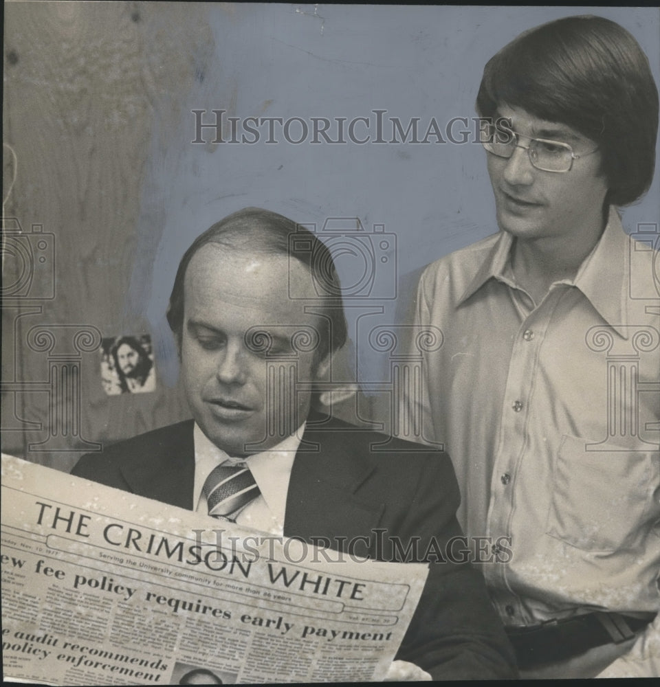 1977 Mark Mayfield and John Cameron with The Crimson White Newspaper - Historic Images