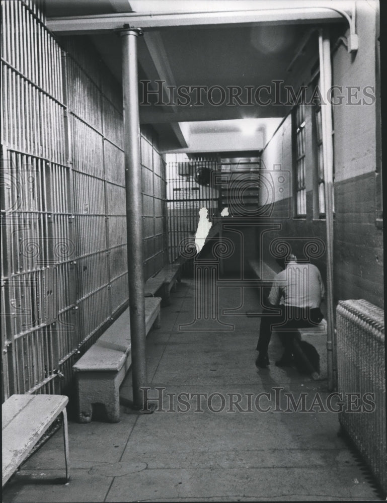 1974, Prisoner in Birmingham, Alabama Jail Reads Away Time - Historic Images