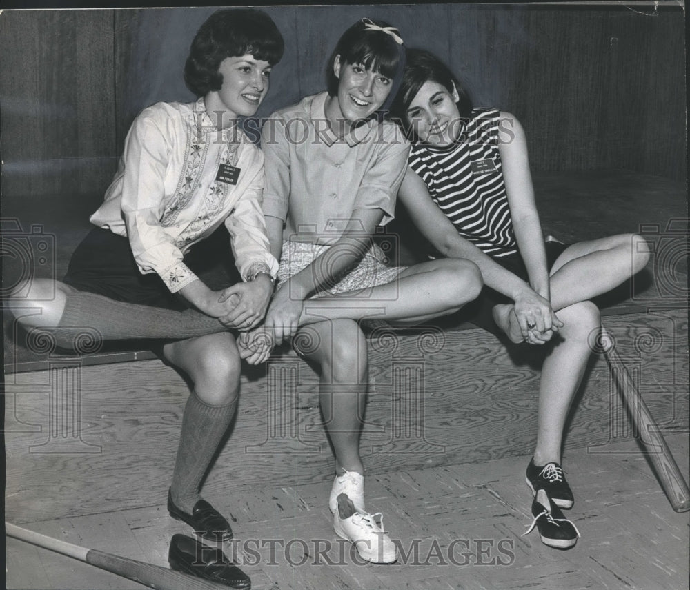 1966, Junior Miss Contestants, with new Hairdos, Rub Their Tired Feet - Historic Images