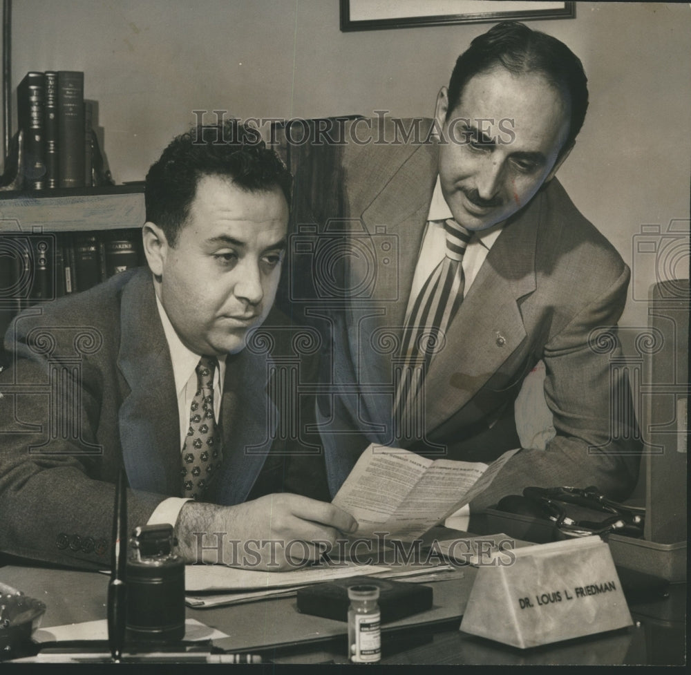 1951 Press Photo Dr. Louis B. Friedman, Civic Leader, Jay E. Wiseman - Historic Images