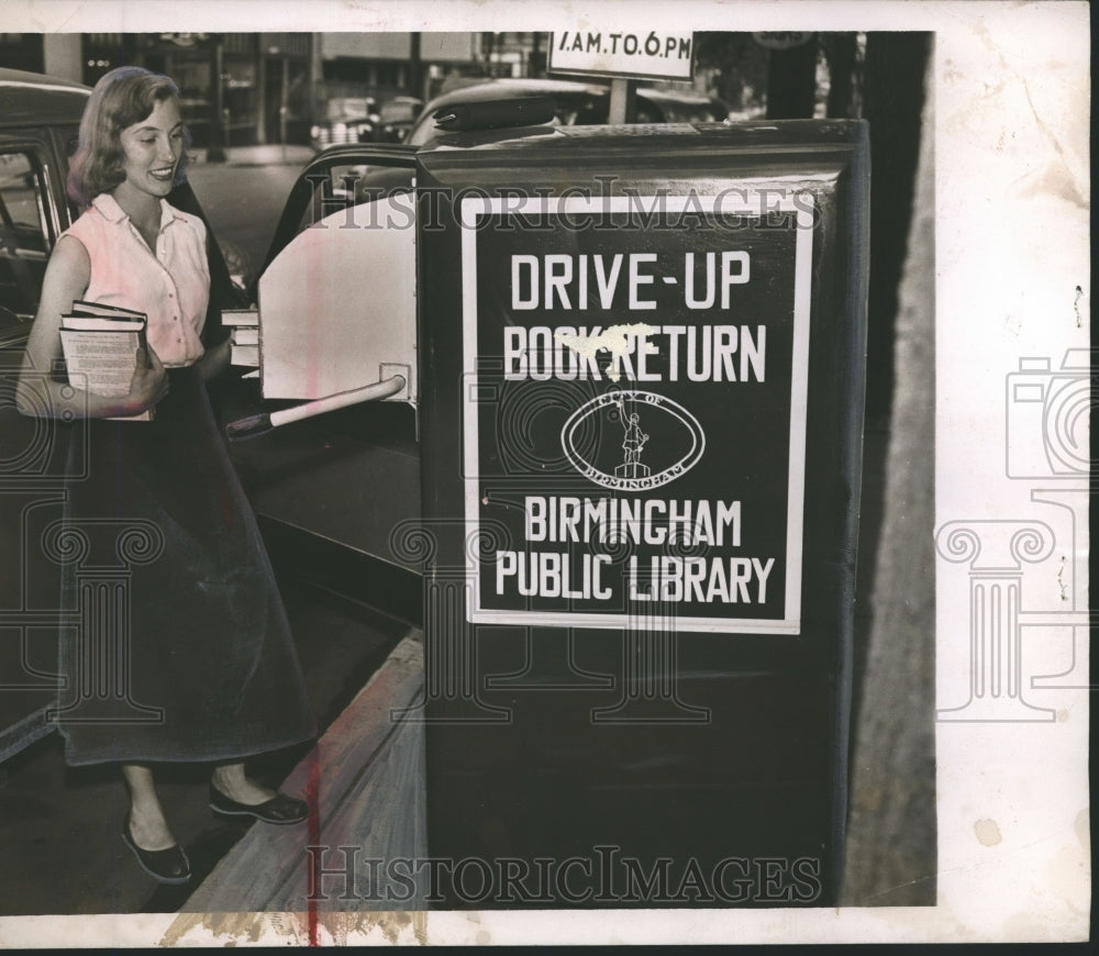 1951, Birmingham, Alabama Public Library Book Return Drive-up Box - Historic Images