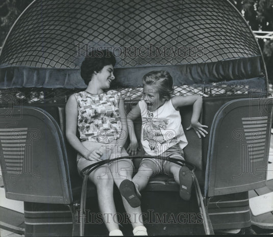 1961, Birmingham, Alabama Parks: Fair, Kiddieland, Children on Ride - Historic Images