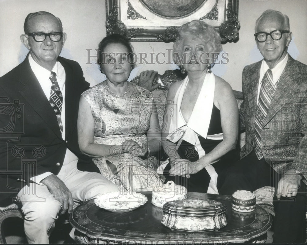 1973, Ralph and Louise Cook and Bee and John Jones at party - Historic Images