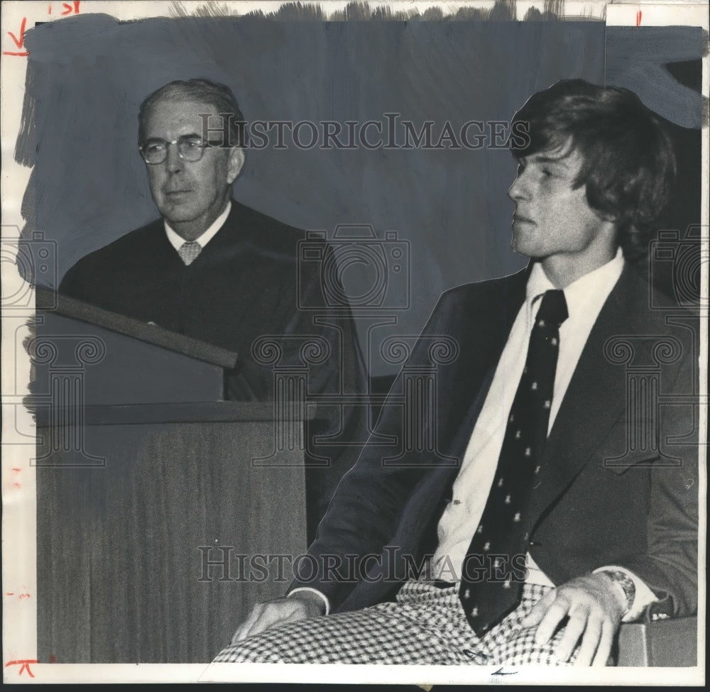 1974, Judge James Haley &amp; student in mock trial for school - Historic Images