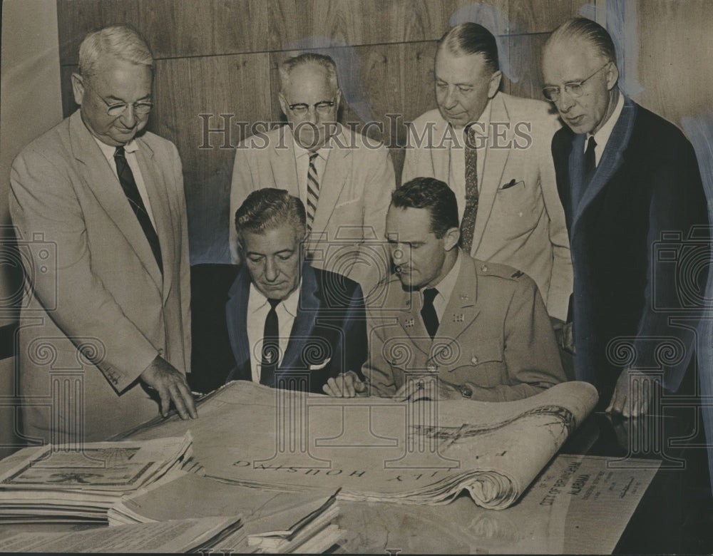 1958, Officials Review Plans for Redstone Arsenal Housing Project - Historic Images