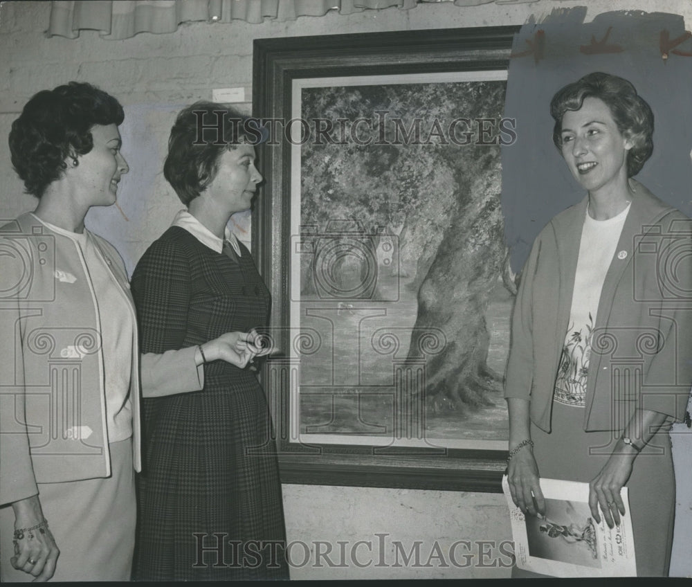 1965, Junior League Members at Gallery with Paintin - abno01712 - Historic Images