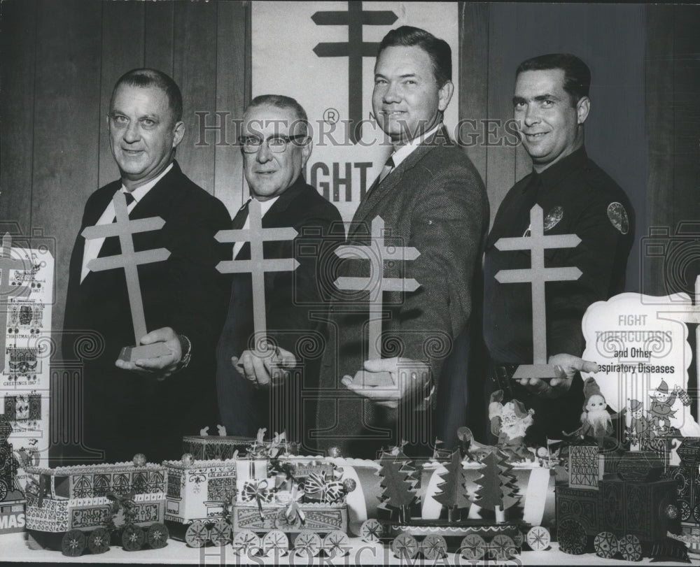 1967 Press Photo Alabama Lawmen Hold Symbols of Fight against Crime and Disease - Historic Images