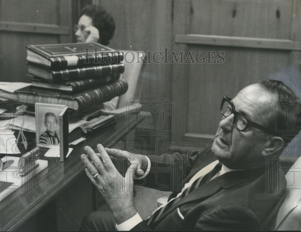 1968, Warrior Mayor E. R. Caldwell Presents Feud to District Attorney - Historic Images