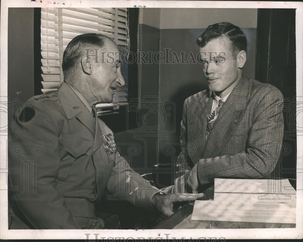 1948, Eugene "Red" Erwin, Right, War Hero and Alabama Native - Historic Images
