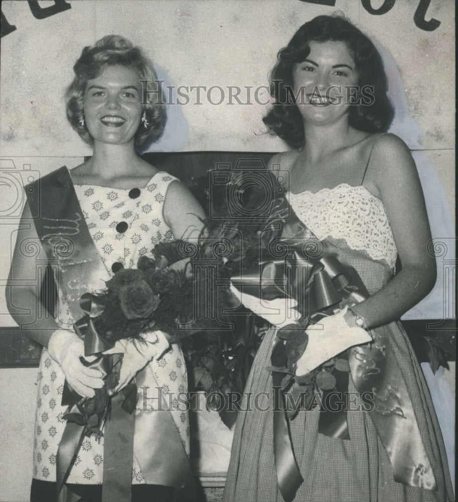 1958, Elmore County Maid of Cotton Betty Sue Leonard with sash - Historic Images