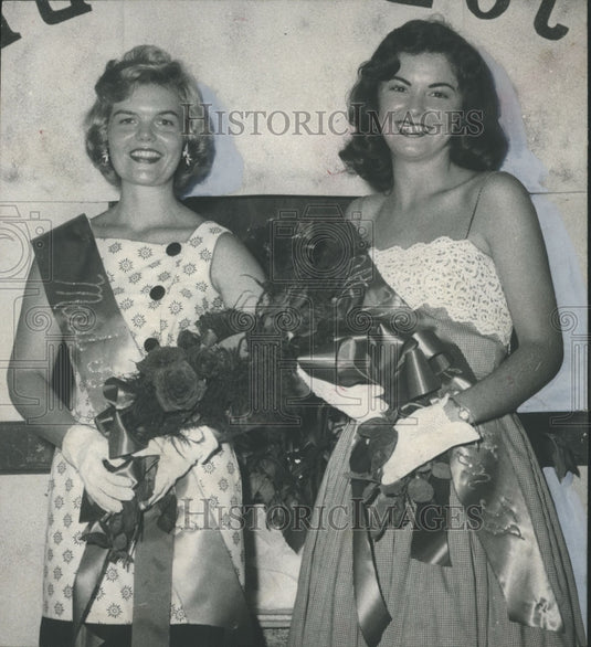 1958, Elmore County Maid of Cotton Betty Sue Leonard with sash - Historic Images