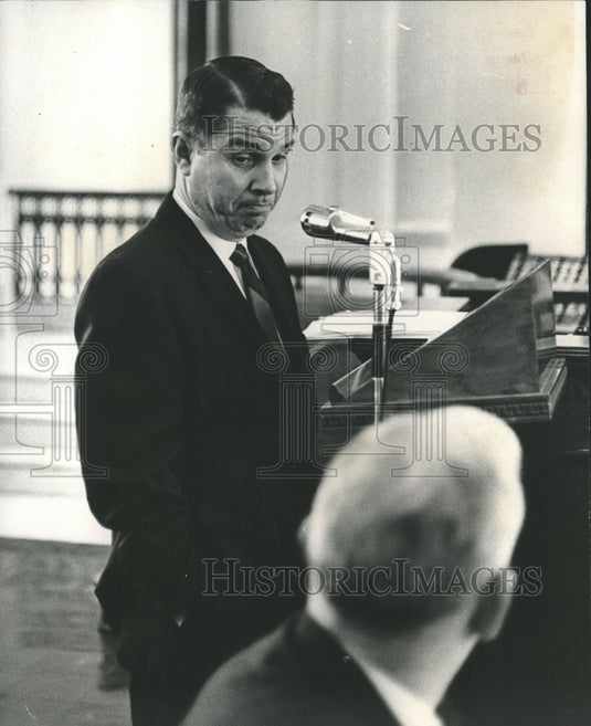 1967, Ralph Eageron of State Revenue Department at Montgomery hearing - Historic Images