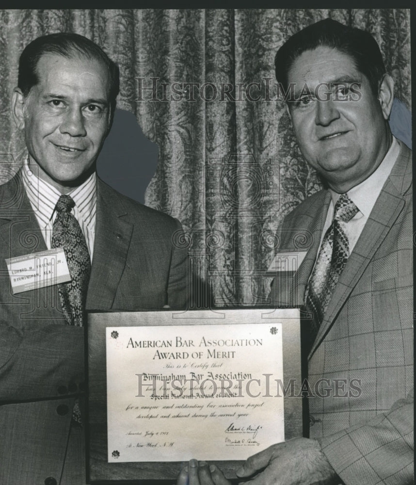 1971, General E. M. Friend Jr., with Judge Howell Heflin at Awards - Historic Images