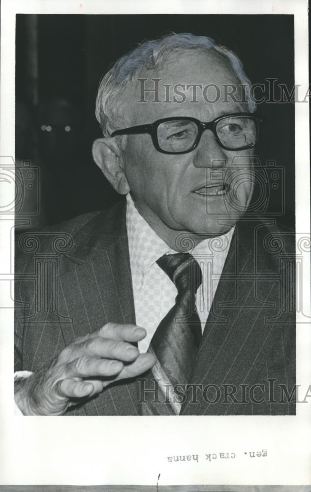 1975 Press Photo General Walter J. &quot;Crack&quot; Hanna, led Phenix City Cleanup - Historic Images