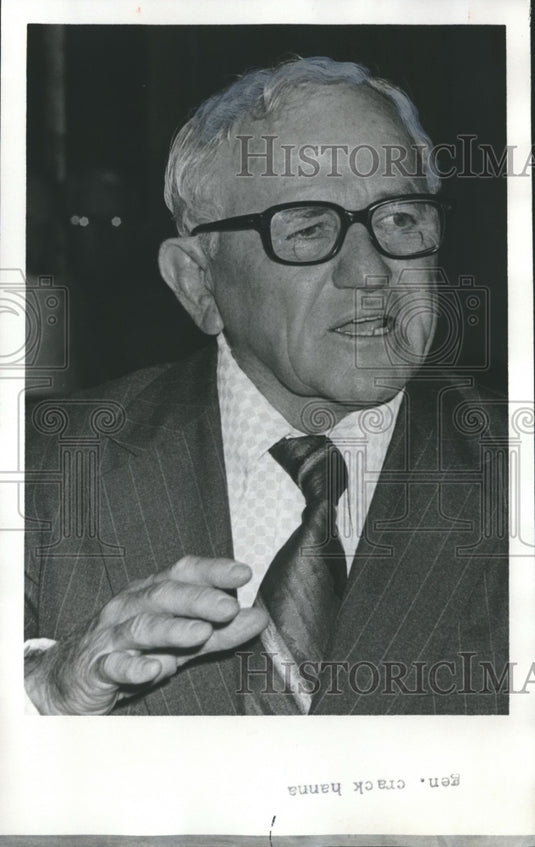 1975 Press Photo General Walter J. "Crack" Hanna, led Phenix City Cleanup - Historic Images