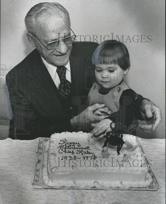 1978, Retired Birmingham Police Deputy William J. Haley & Grandson - Historic Images