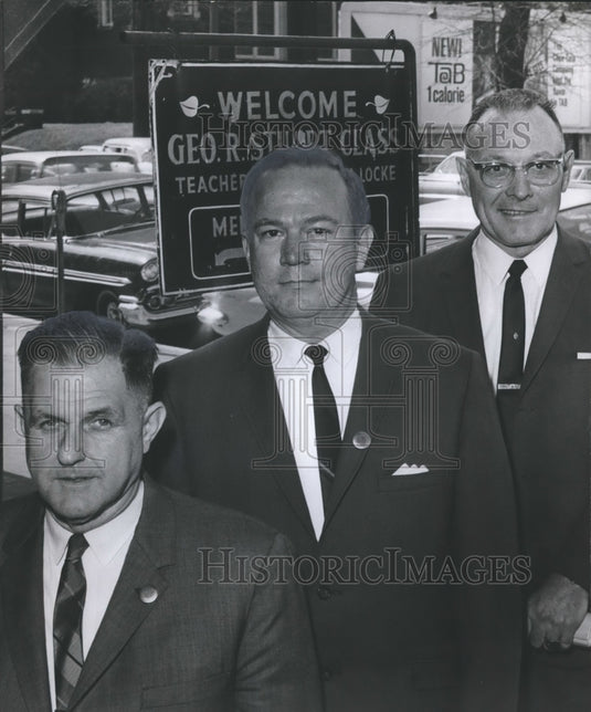 1965, Dewey Cox, Joe Shirley, D.L. Murphee, school meeting, Alabama - Historic Images