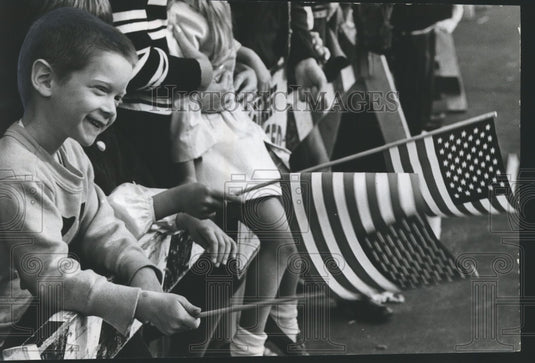 1970, Four-Year-Old Davis Garrett Waves Flag During Parade, Alabama - Historic Images
