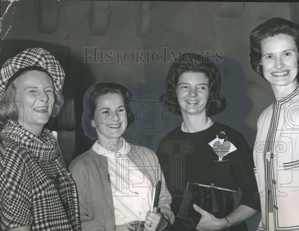 1964, Mrs. Philip Grover, others, visit with league delegates - Historic Images