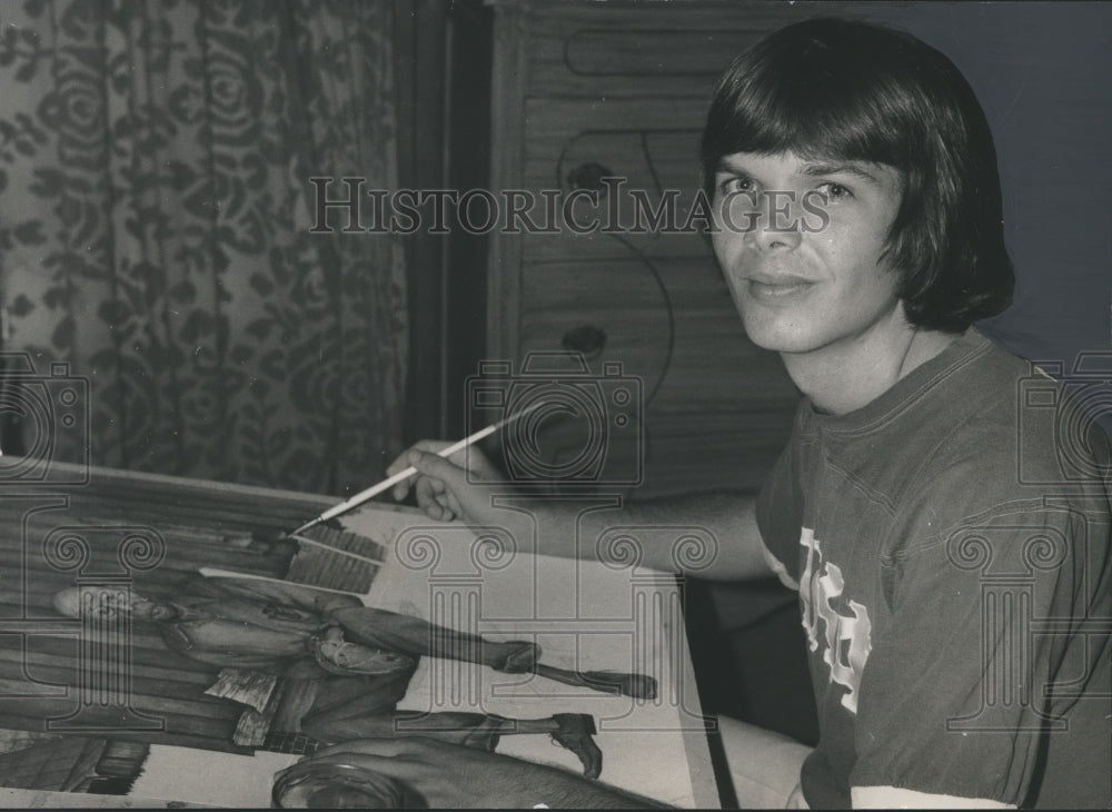 1974 Press Photo Donny Finley, Water Color Painter in Alabama - abno03087 - Historic Images