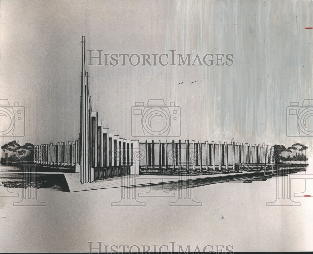 1983 Architect's rendering of Cathedral of the Cross, Birmingham - Historic Images