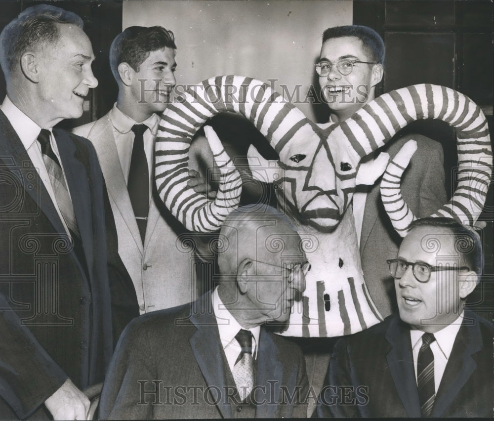 1956, Rams 'head' will be at football banquet at Ramsay, Alabama - Historic Images