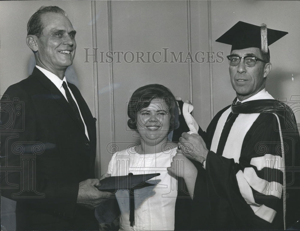 1966, Alabama College president D. Culp with graduate Donna Jones - Historic Images