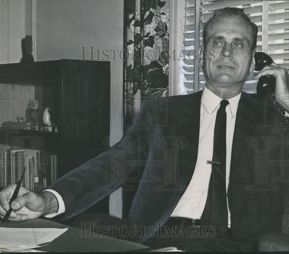 1963, Dr. D. P. Culp, president of Alabama College at desk - Historic Images