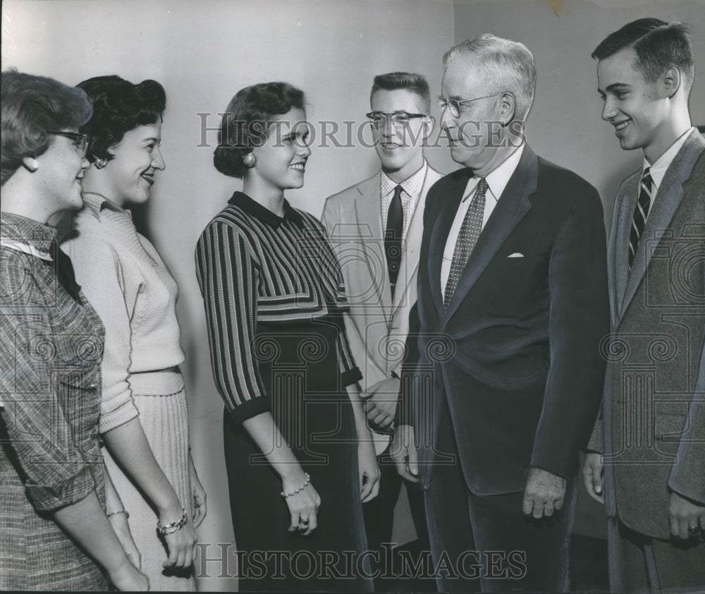 1956 Hi-Y and Tri-Hi-Y Club members meet with Dr. Frazer Banks - Historic Images