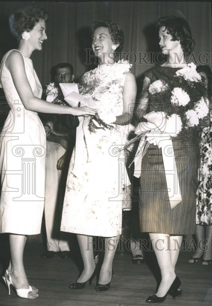 1958, Anita Johnson, Conecuh Cty. AL Maid of Cotton receives bouquet - Historic Images