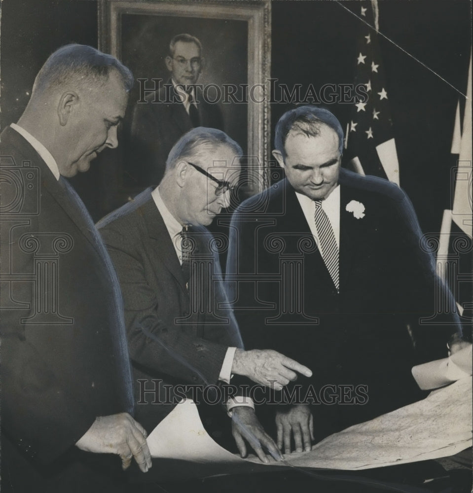 1961 Press Photo Alabama Governor John Patterson, Frank Lee, Austin MacCormick - Historic Images