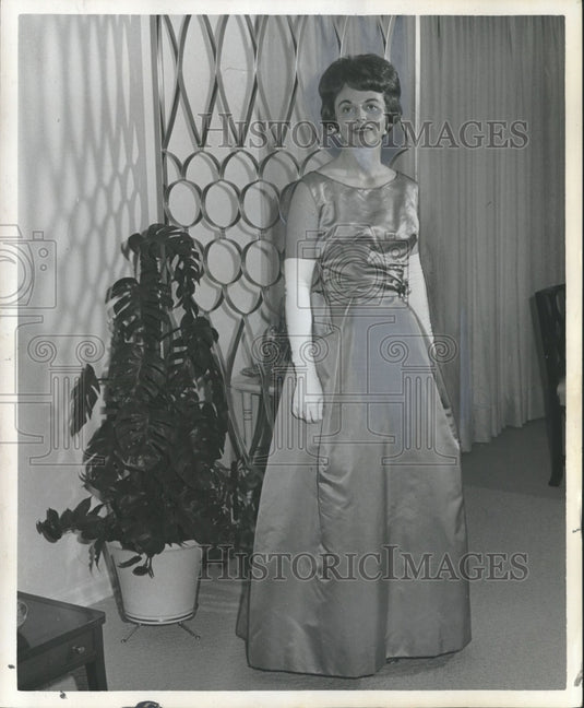 1963, Mrs. Richmond Flowers, posing in evening gown, Alabama - Historic Images
