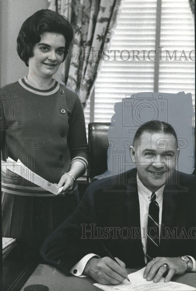 1966, Doctor Leslie Wright, Samford University with Mary Thornberry - Historic Images