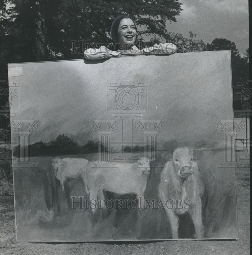 1969, Barbara Evans with her winning picture in Bluff Park Show - Historic Images