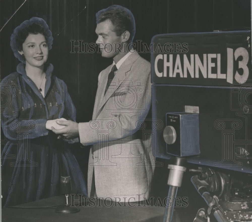 1954, Virginia McDavid &amp; WABT&#39;s Sterling Brewer in Birmingham - Historic Images