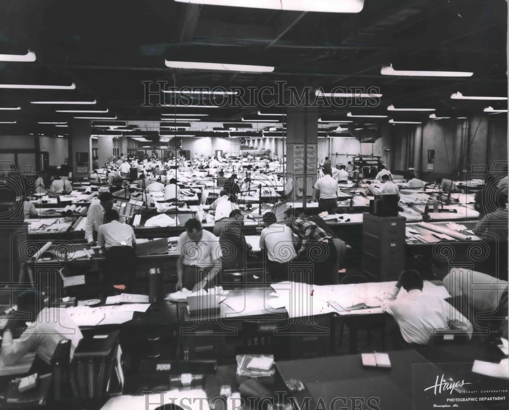 1956, Drafting room at Hayes Aircraft, Birmingham, Alabama - Historic Images