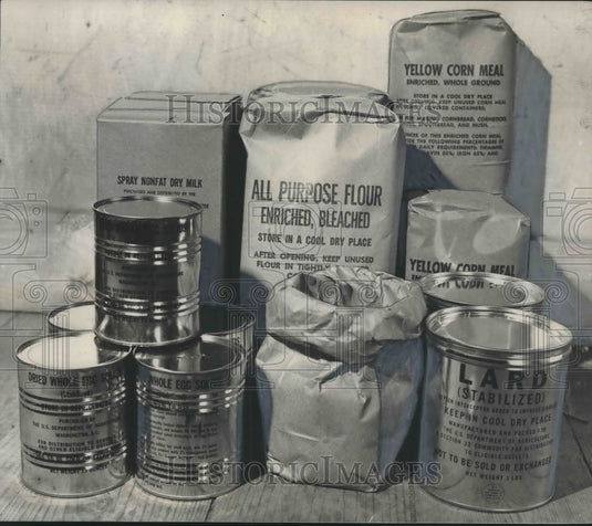 1961 Press Photo Monthly Ration of Surplus Food for Family of Five in Alabama - Historic Images