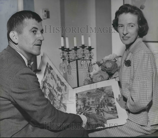 1965, Architect & Artist Plan Setting for Festival Reception-Dinner - Historic Images