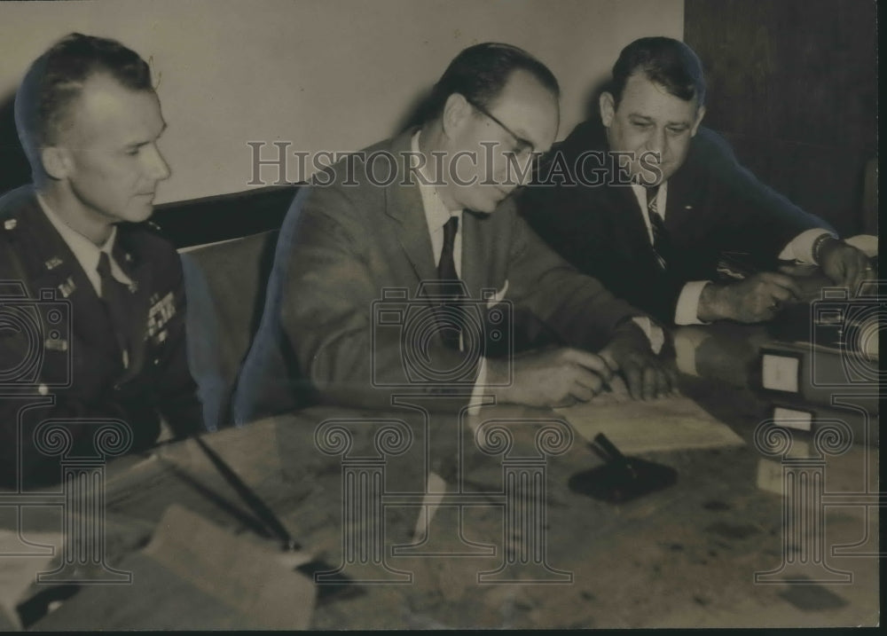 1957 Officials Sign Mortgage for Fort Rucker Housing, Alabama - Historic Images