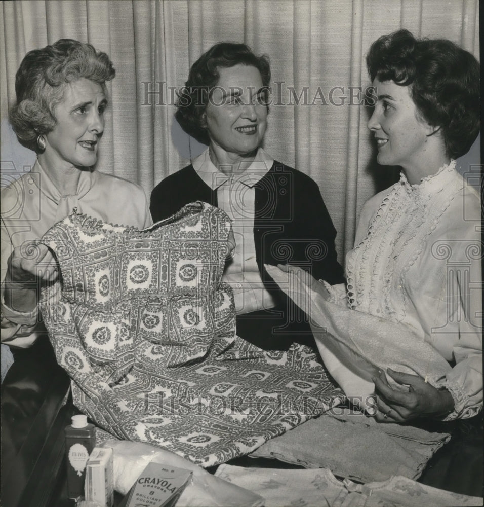 1963, Mrs. Charles H. Vaughan, Others preparing World Community gifts - Historic Images