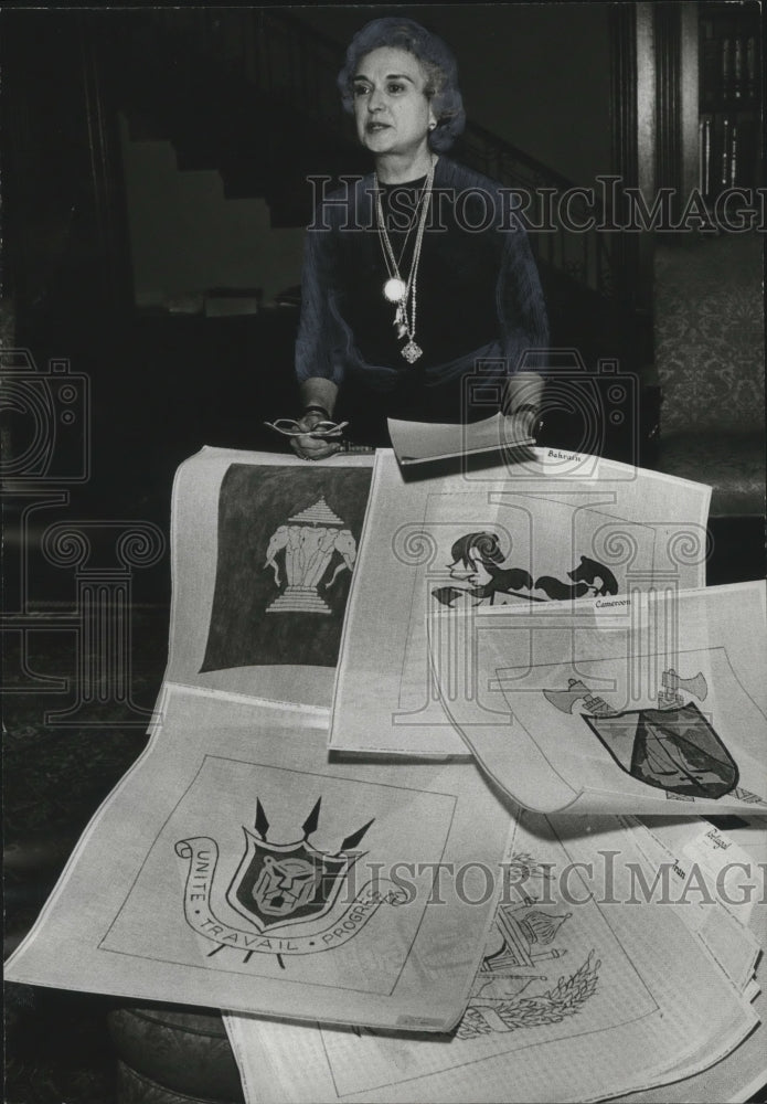 1973, Mrs. Robert I. Ingalls, Junior, United Nations rug is planned - Historic Images